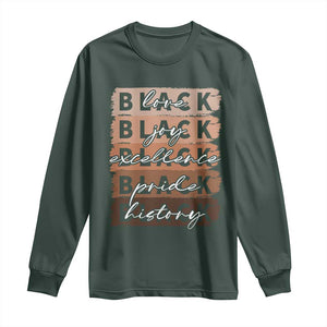 Black Love Joy Excellence Pride History Long Sleeve Shirt Proud African American Melanin Brush Stroke TS11 Dark Forest Green Print Your Wear