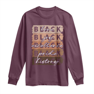 Black Love Joy Excellence Pride History Long Sleeve Shirt Proud African American Melanin Brush Stroke TS11 Maroon Print Your Wear