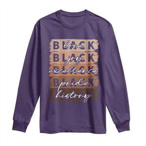 Black Love Joy Excellence Pride History Long Sleeve Shirt Proud African American Melanin Brush Stroke TS11 Purple Print Your Wear