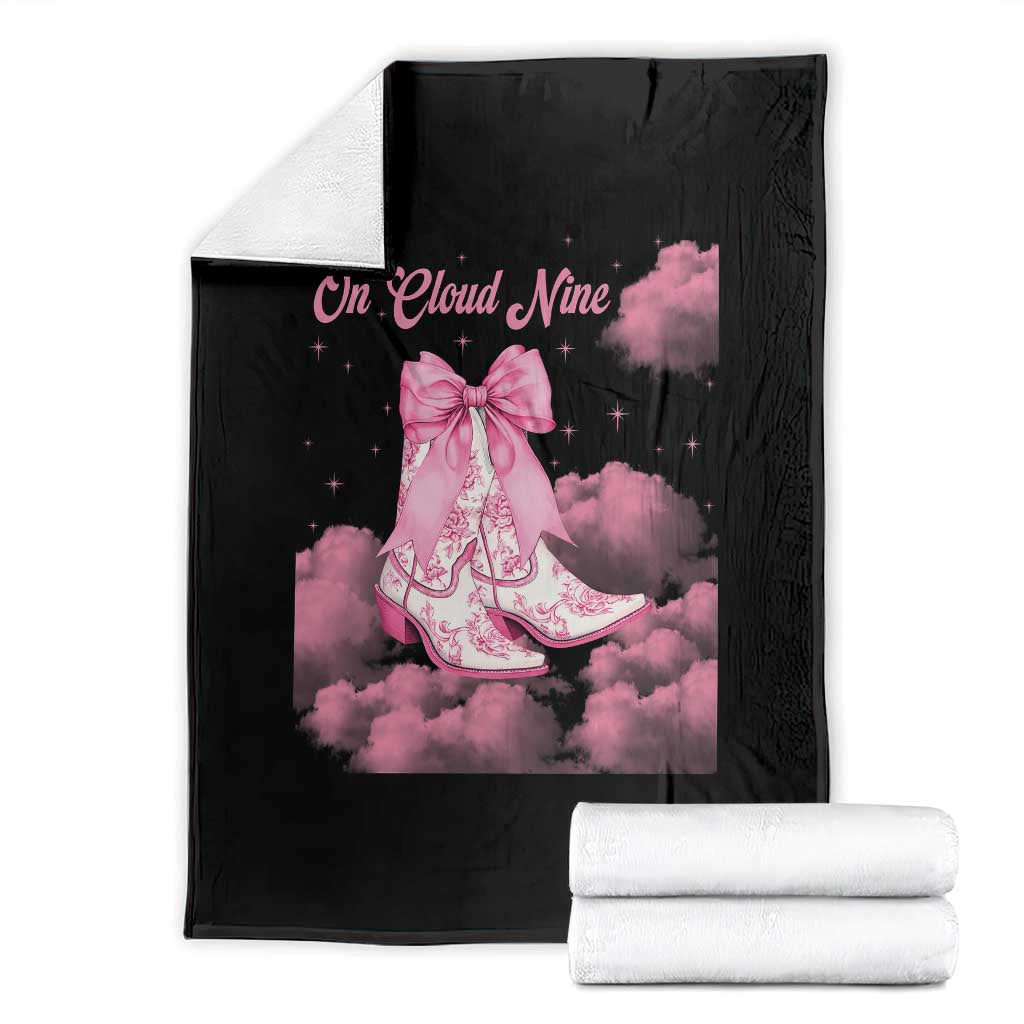 On Cloud Nine Throw Blanket 9th Birthday Bday Girl Pink Coquette Cowgirl Boots TS11 Black Print Your Wear