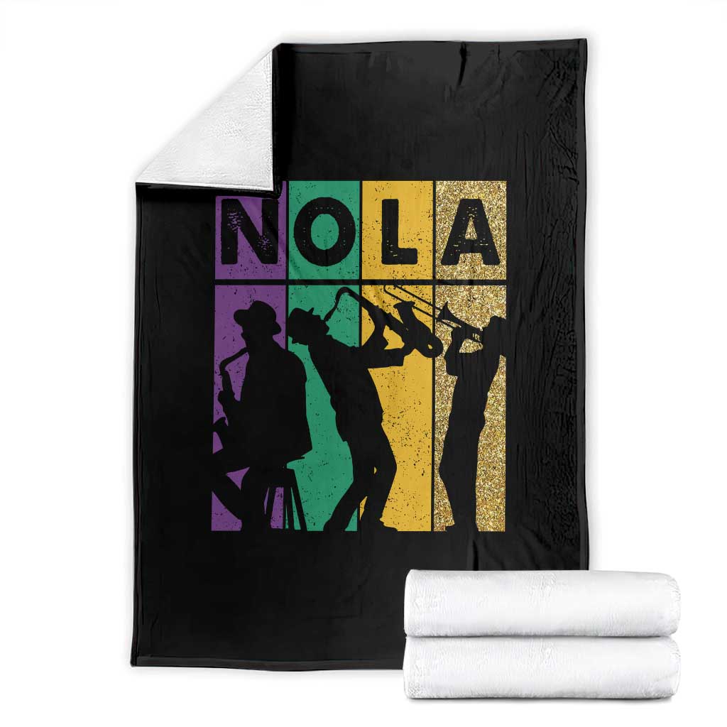 Mardi Gras NOLA New Orleans Carnival Jazz Music Glitter Print Throw Blanket TS11 Black Print Your Wear