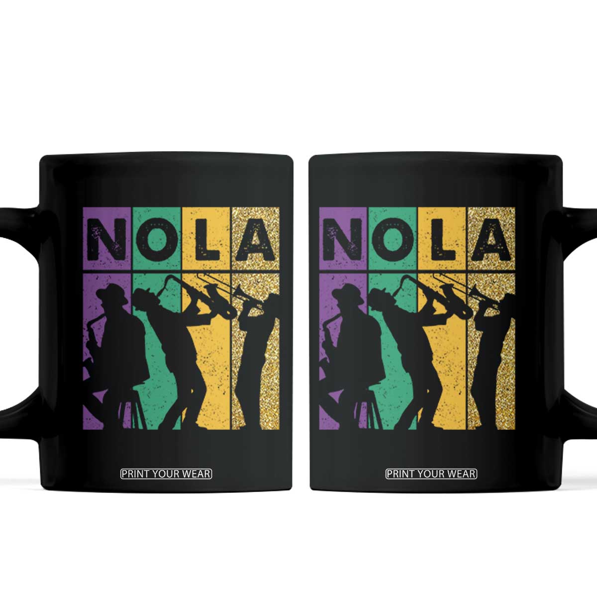 Mardi Gras NOLA New Orleans Carnival Jazz Music Glitter Print Coffee Mug TS11 Black Print Your Wear