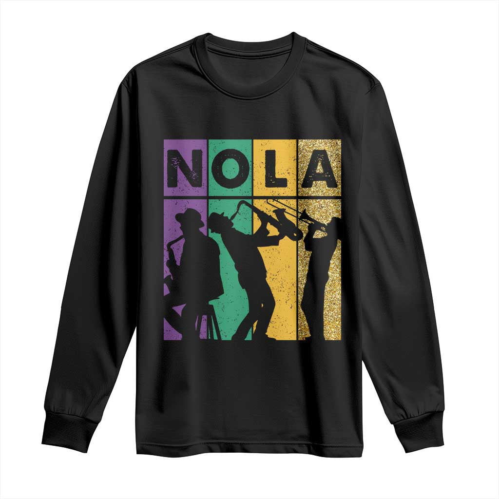 Mardi Gras NOLA New Orleans Carnival Jazz Music Glitter Print Long Sleeve Shirt TS11 Black Print Your Wear