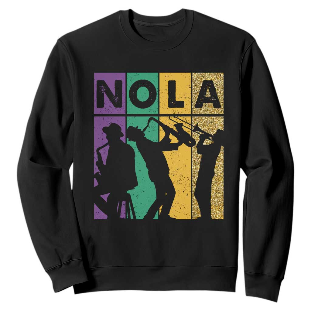 Mardi Gras NOLA New Orleans Carnival Jazz Music Glitter Print Sweatshirt TS11 Black Print Your Wear