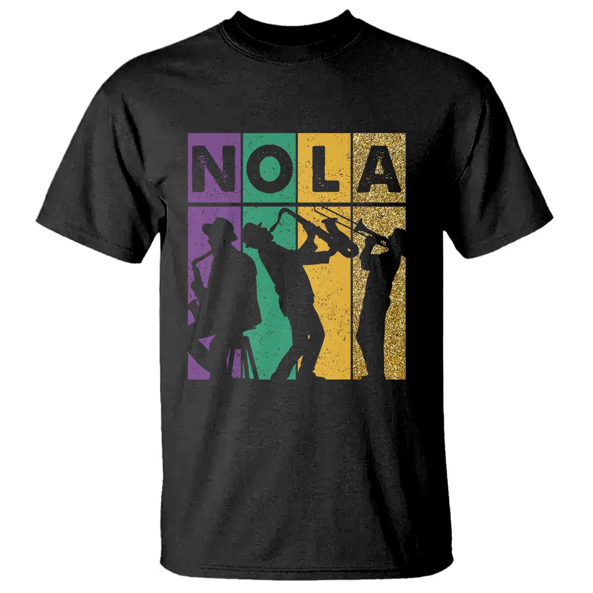 Mardi Gras NOLA New Orleans Carnival Jazz Music Glitter Print T Shirt TS11 Black Print Your Wear