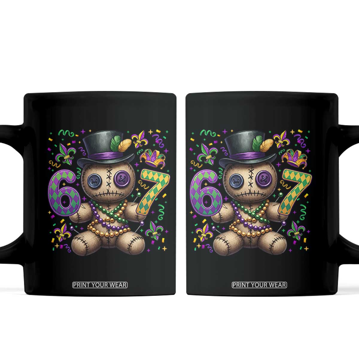 Funny Mardi Gras 67 Voodoo Doll Coffee Mug Fat Tuesday Six Seven Meme TS11 Black Print Your Wear