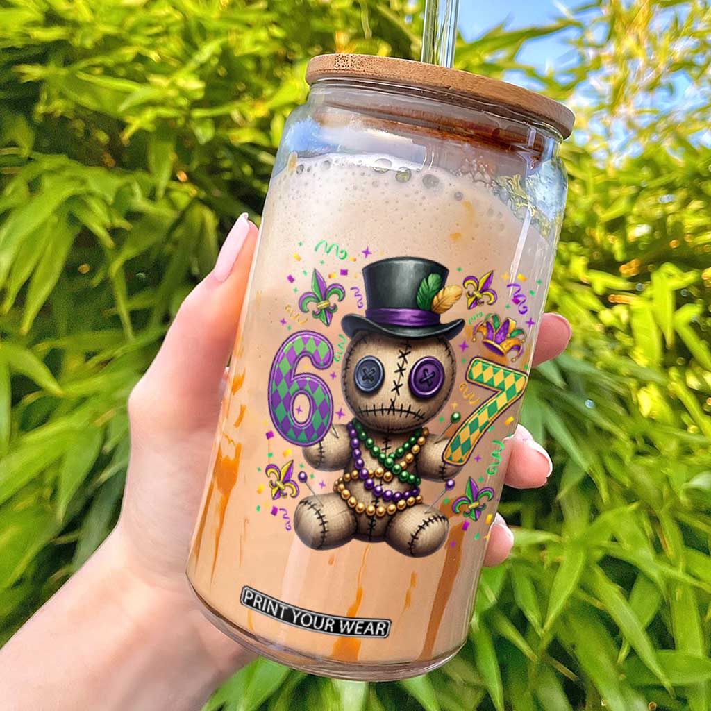 Funny Mardi Gras 67 Voodoo Doll Glass Can Fat Tuesday Six Seven Meme TS11 Black Print Your Wear