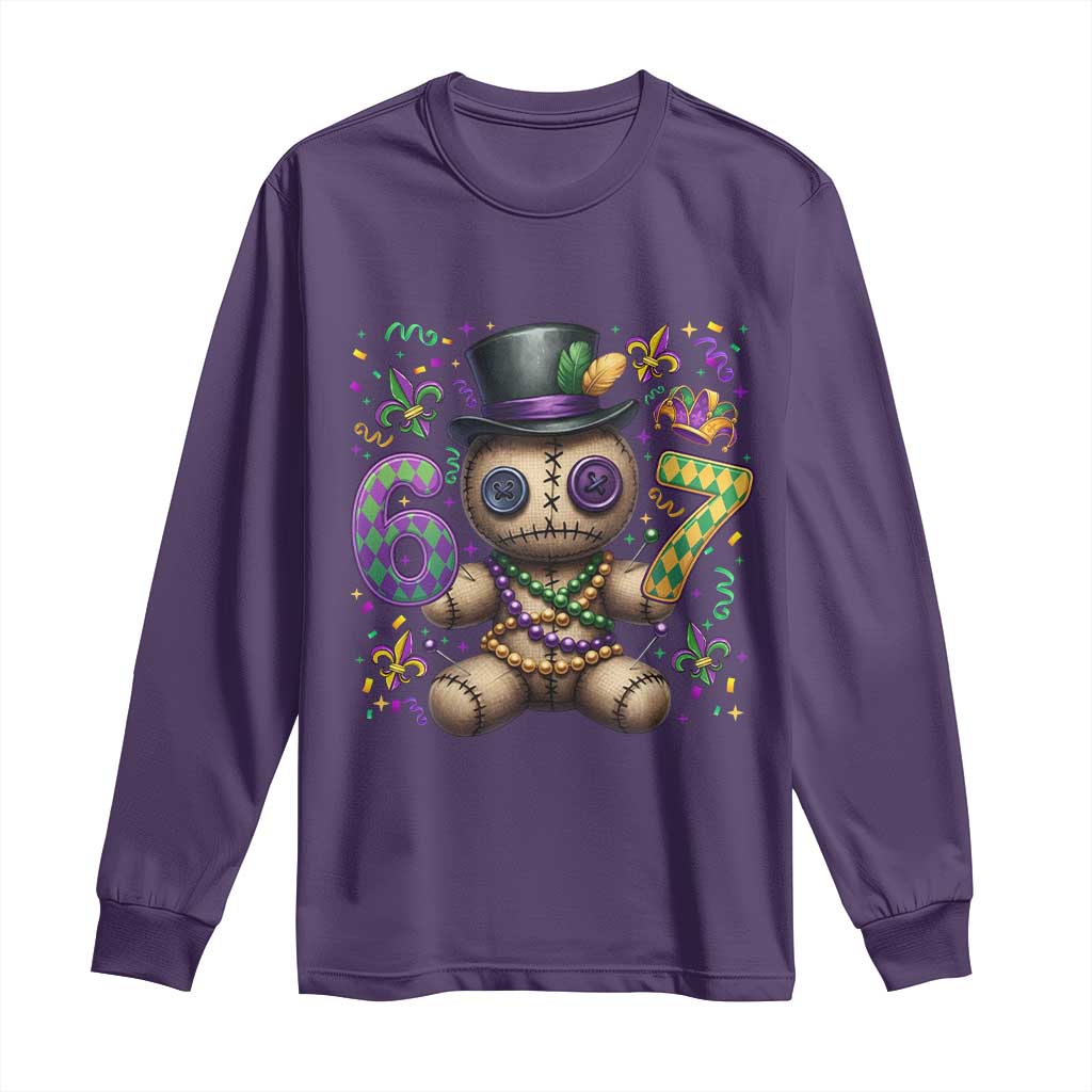 Funny Mardi Gras 67 Voodoo Doll Long Sleeve Shirt Fat Tuesday Six Seven Meme TS11 Purple Print Your Wear