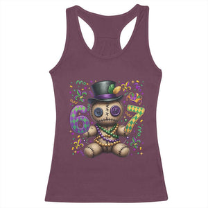 Funny Mardi Gras 67 Voodoo Doll Racerback Tank Top Fat Tuesday Six Seven Meme TS11 Maroon Print Your Wear