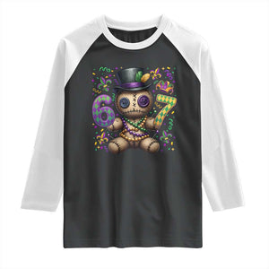 Funny Mardi Gras 67 Voodoo Doll Raglan Shirt Fat Tuesday Six Seven Meme TS11 Black White Print Your Wear