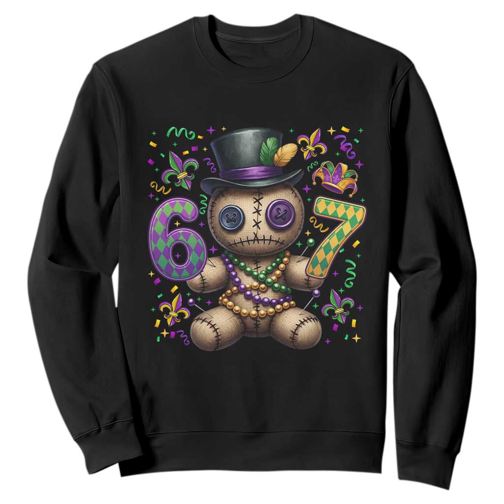 Funny Mardi Gras 67 Voodoo Doll Sweatshirt Fat Tuesday Six Seven Meme TS11 Black Print Your Wear