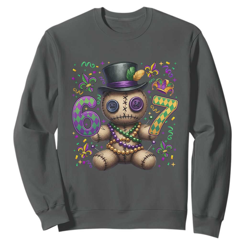 Funny Mardi Gras 67 Voodoo Doll Sweatshirt Fat Tuesday Six Seven Meme TS11 Dark Heather Print Your Wear
