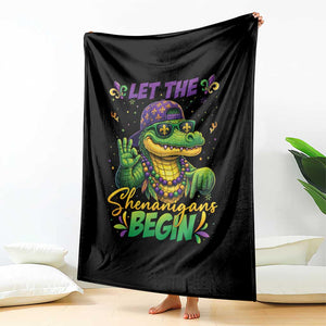 Let The Shenanigans Begin Mardi Gras 67 Meme Throw Blanket Funny Alligator Mardigator Six Seven TS11 Print Your Wear