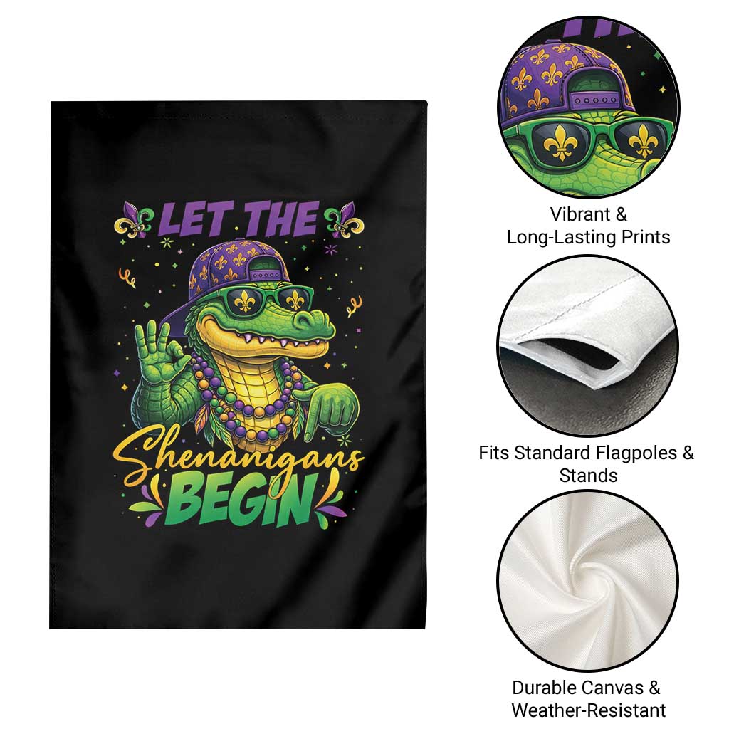 Let The Shenanigans Begin Mardi Gras 67 Meme Garden Flag Funny Alligator Mardigator Six Seven TS11 Print Your Wear