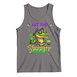 Let The Shenanigans Begin Mardi Gras 67 Meme Tank Top Funny Alligator Mardigator Six Seven TS11 Deep Heather Print Your Wear