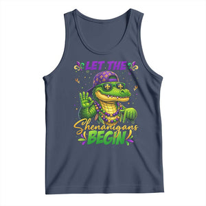 Let The Shenanigans Begin Mardi Gras 67 Meme Tank Top Funny Alligator Mardigator Six Seven TS11 Navy Print Your Wear