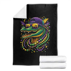 Mardigator Mardi Gras Alligator Carnival Beads Throw Blanket TS11 Black Print Your Wear