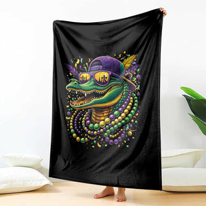 Mardigator Mardi Gras Alligator Carnival Beads Throw Blanket TS11 Print Your Wear