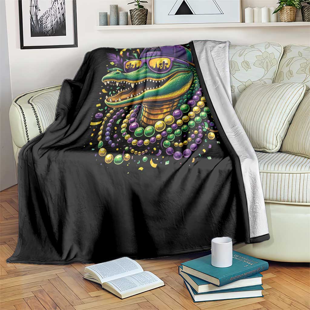Mardigator Mardi Gras Alligator Carnival Beads Throw Blanket TS11 Print Your Wear