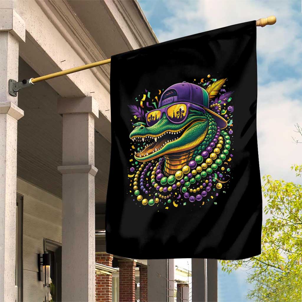 Mardigator Mardi Gras Alligator Carnival Beads Garden Flag TS11 Print Your Wear