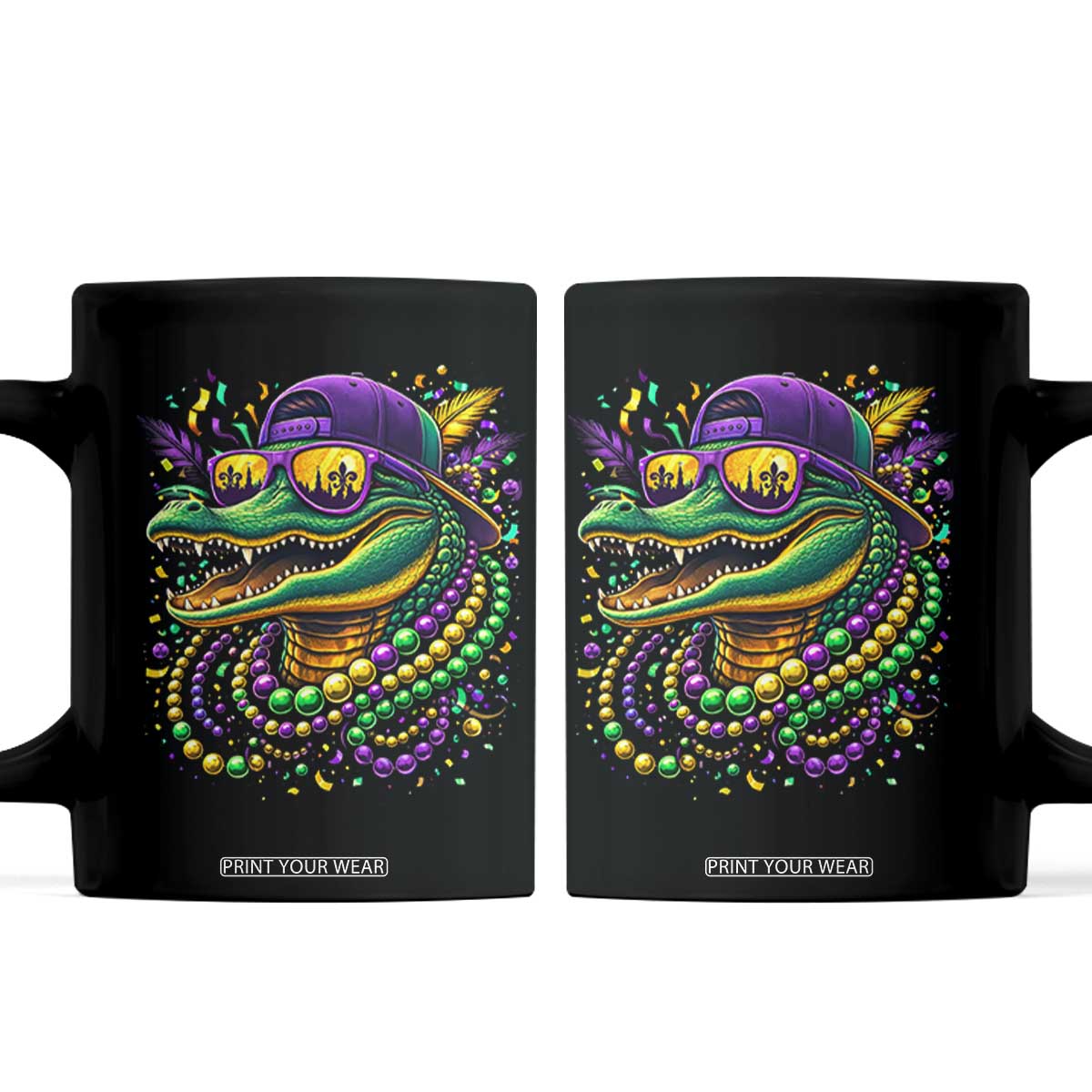 Mardigator Mardi Gras Alligator Carnival Beads Coffee Mug TS11 Black Print Your Wear