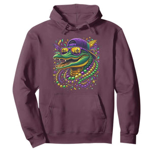 Mardigator Mardi Gras Alligator Carnival Beads Hoodie TS11 Maroon Print Your Wear