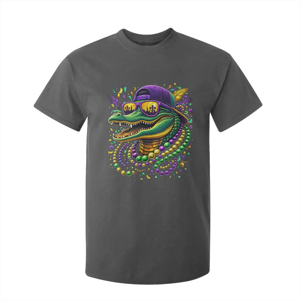 Mardigator Mardi Gras Alligator Carnival Beads T Shirt For Kid TS11 Dark Heather Print Your Wear