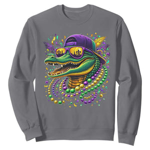 Mardigator Mardi Gras Alligator Carnival Beads Sweatshirt TS11 Charcoal Print Your Wear