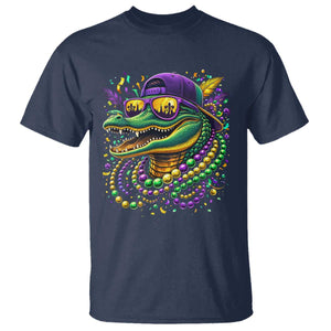 Mardigator Mardi Gras Alligator Carnival Beads T Shirt TS11 Navy Print Your Wear