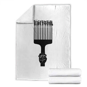 Afro Pick Comb Strong Black Power Fist Throw Blanket TS11 White Print Your Wear