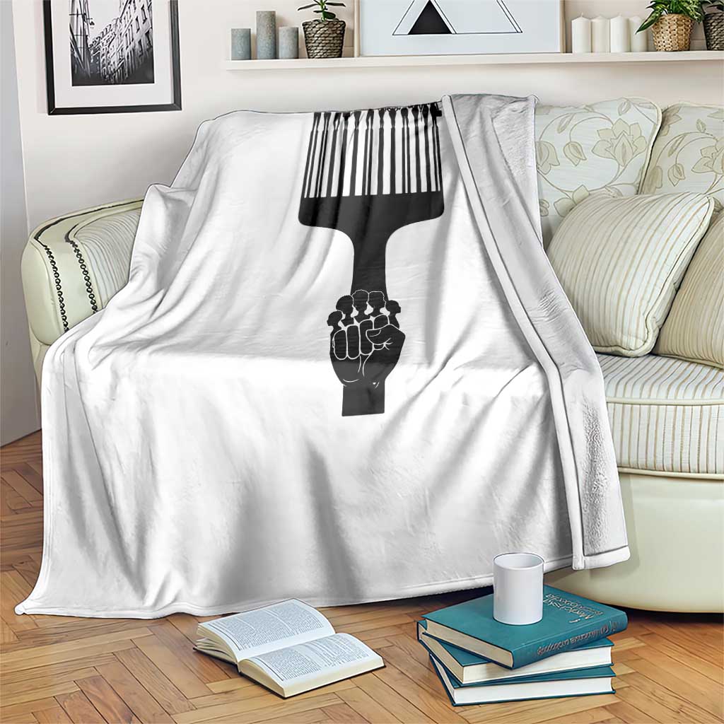 Afro Pick Comb Strong Black Power Fist Throw Blanket TS11 Print Your Wear