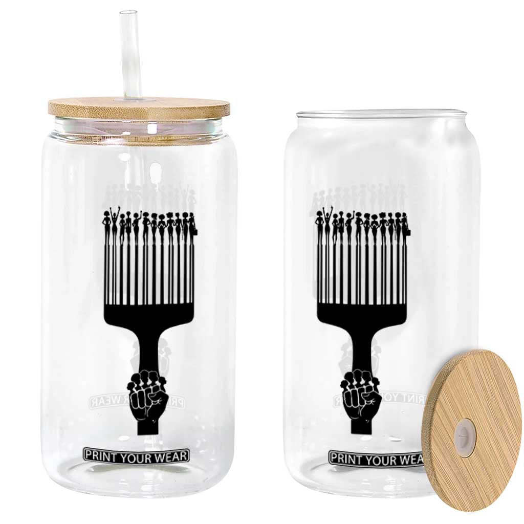 Afro Pick Comb Strong Black Power Fist Glass Can TS11 Print Your Wear