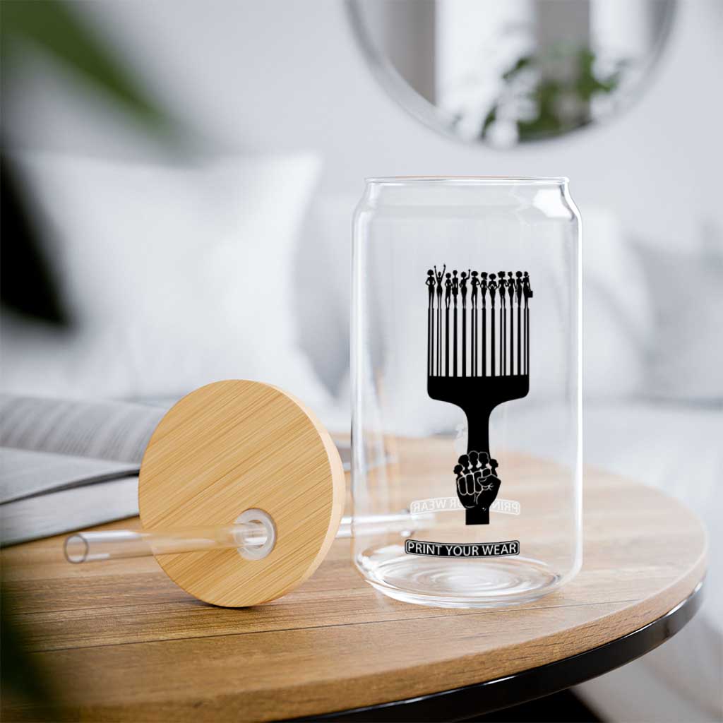 Afro Pick Comb Strong Black Power Fist Glass Can TS11 Print Your Wear