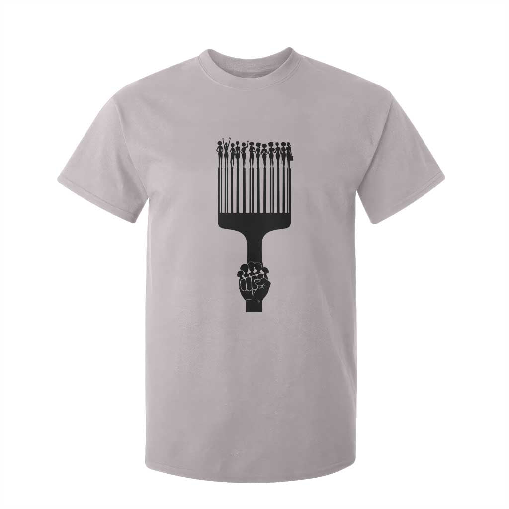 Afro Pick Comb Strong Black Power Fist T Shirt For Kid TS11 Ice Gray Print Your Wear