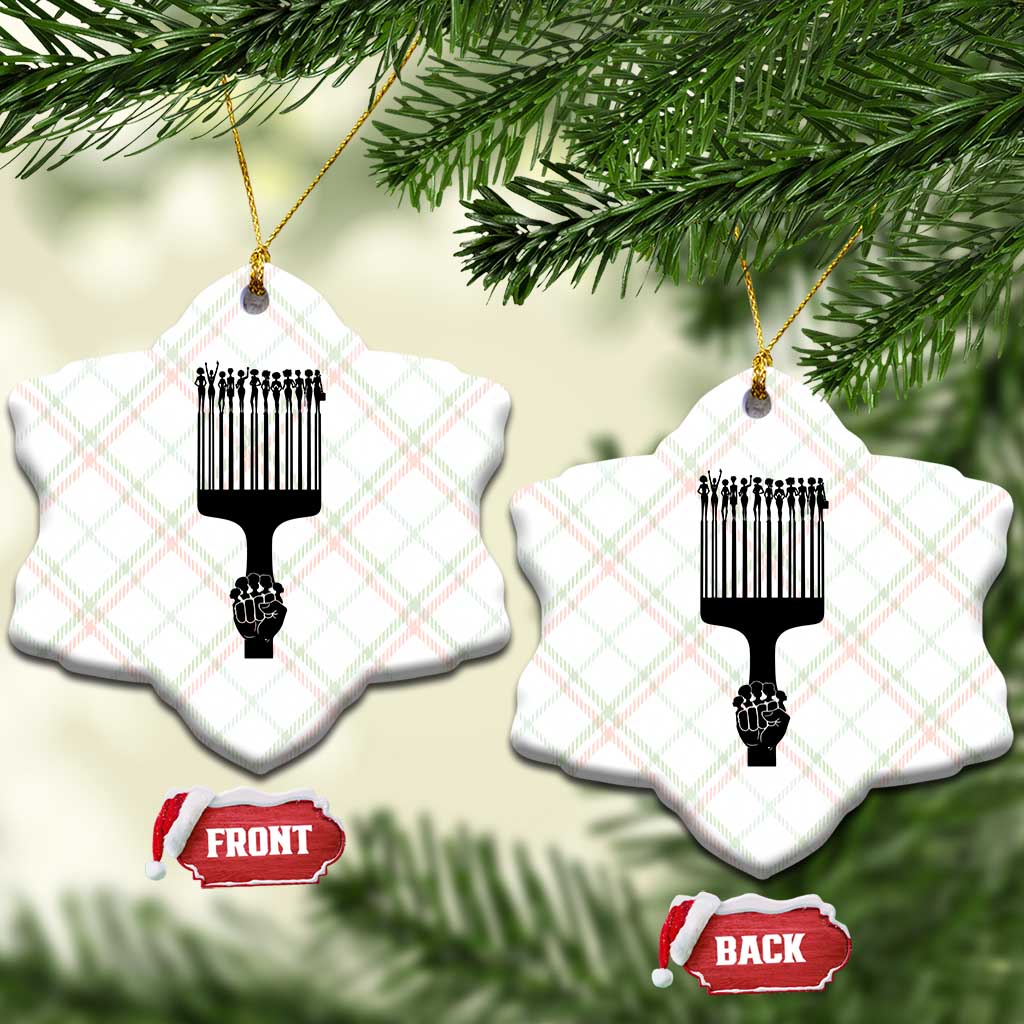 Afro Pick Comb Strong Black Power Fist Ceramic Ornament TS11 Print Your Wear