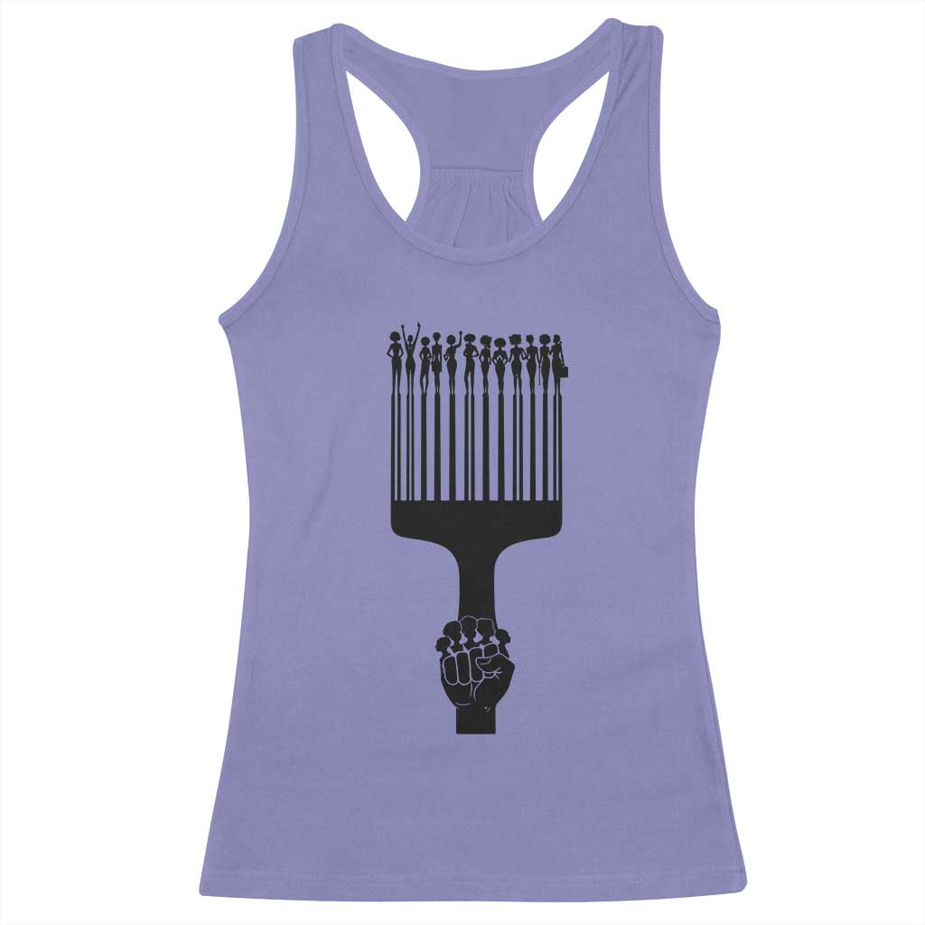 Afro Pick Comb Strong Black Power Fist Racerback Tank Top TS11 Violet Print Your Wear