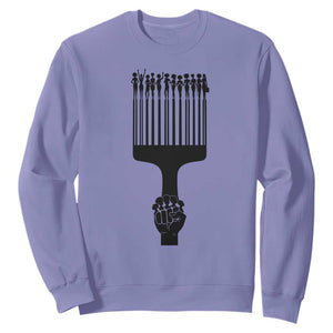Afro Pick Comb Strong Black Power Fist Sweatshirt TS11 Violet Print Your Wear