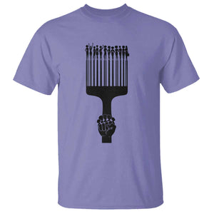Afro Pick Comb Strong Black Power Fist T Shirt TS11 Violet Print Your Wear