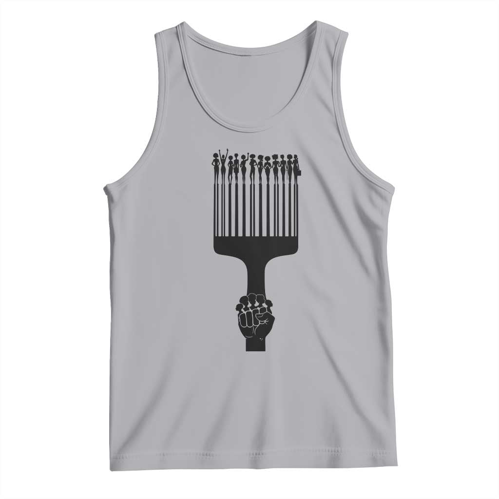 Afro Pick Comb Strong Black Power Fist Tank Top TS11 Athletic Heather Print Your Wear