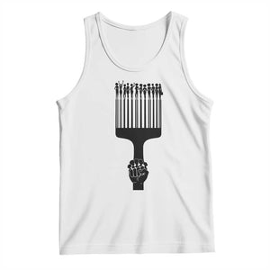 Afro Pick Comb Strong Black Power Fist Tank Top TS11 White Print Your Wear