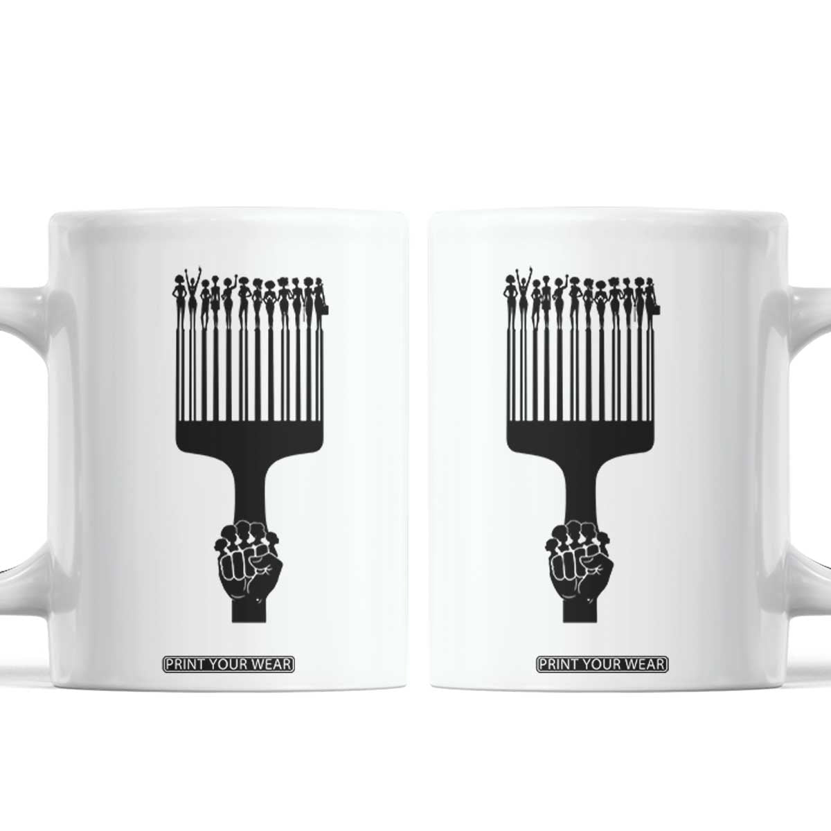 Afro Pick Comb Strong Black Power Fist Coffee Mug TS11 White Print Your Wear