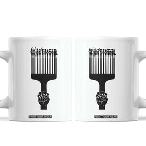 Afro Pick Comb Strong Black Power Fist Coffee Mug TS11 White Print Your Wear