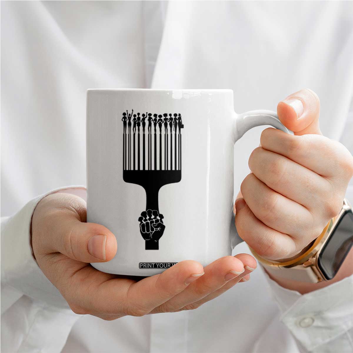Afro Pick Comb Strong Black Power Fist Coffee Mug TS11 Print Your Wear