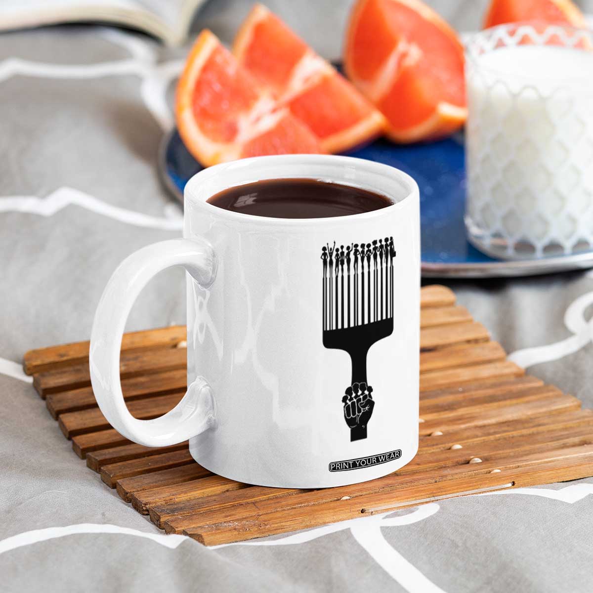 Afro Pick Comb Strong Black Power Fist Coffee Mug TS11 Print Your Wear