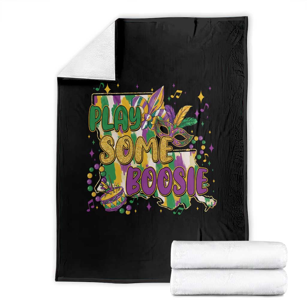 Play Some Boosie Mardi Gras Throw Blanket Funny Louisiana New Orleans Carnival TS11 Black Print Your Wear