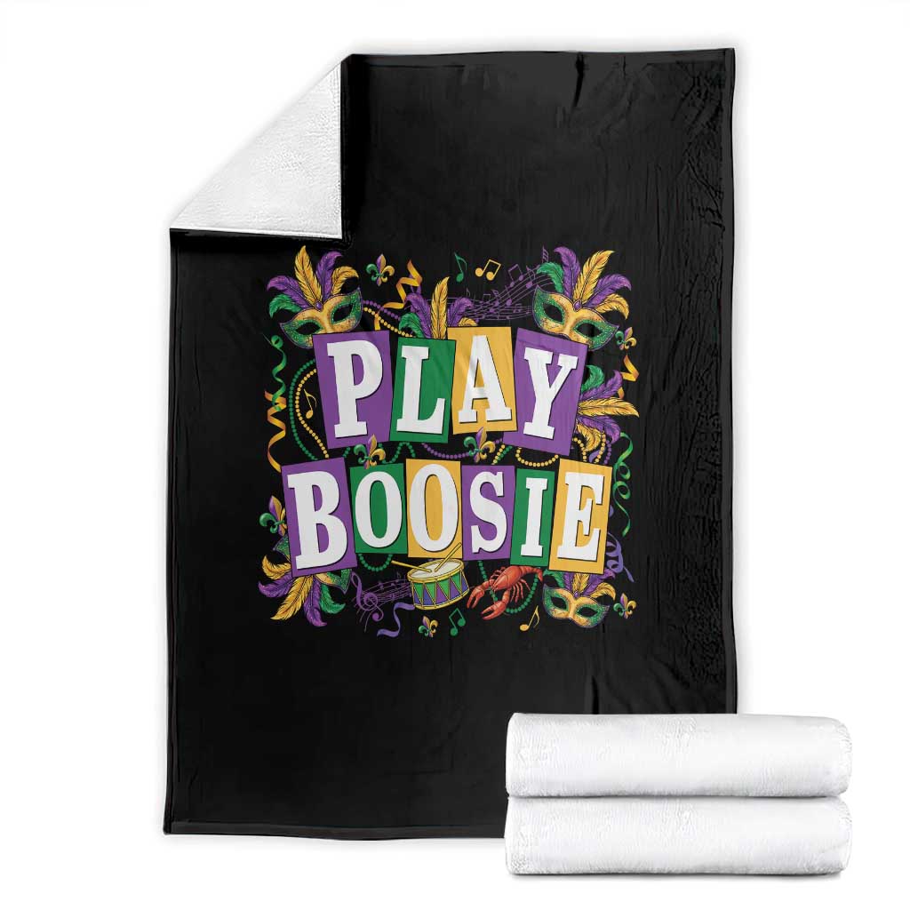 Funny Play Boosie Mardi Gras Throw Blanket Fat Tuesday Carnival Fleur De Lis Music TS11 Black Print Your Wear