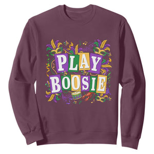 Funny Play Boosie Mardi Gras Sweatshirt Fat Tuesday Carnival Fleur De Lis Music TS11 Maroon Print Your Wear