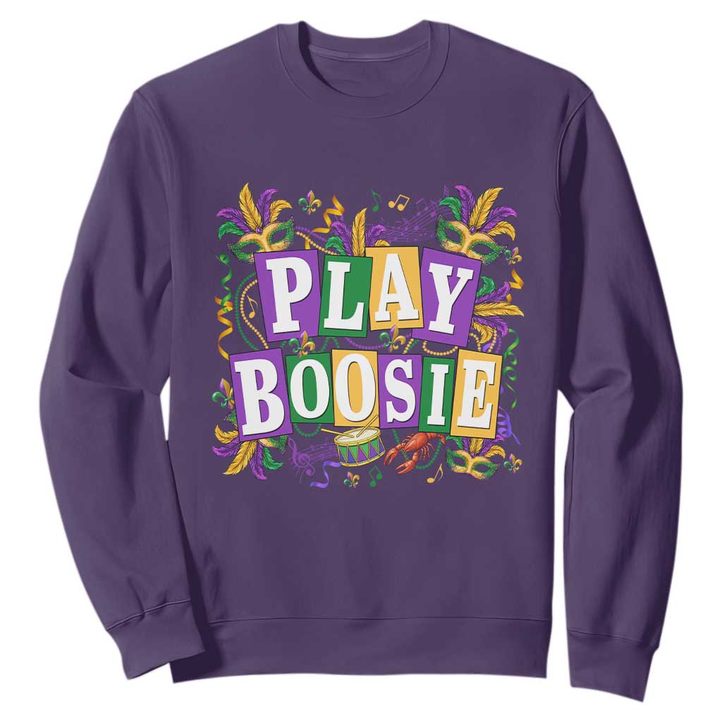 Funny Play Boosie Mardi Gras Sweatshirt Fat Tuesday Carnival Fleur De Lis Music TS11 Purple Print Your Wear