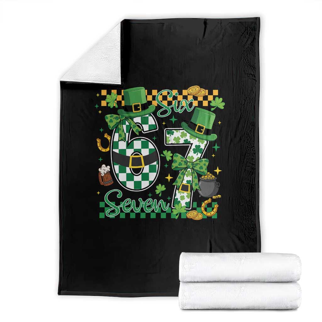 67 St Patricks Day Throw Blanket Funny Six Seven Meme Lucky Shamrock TS11 Black Print Your Wear
