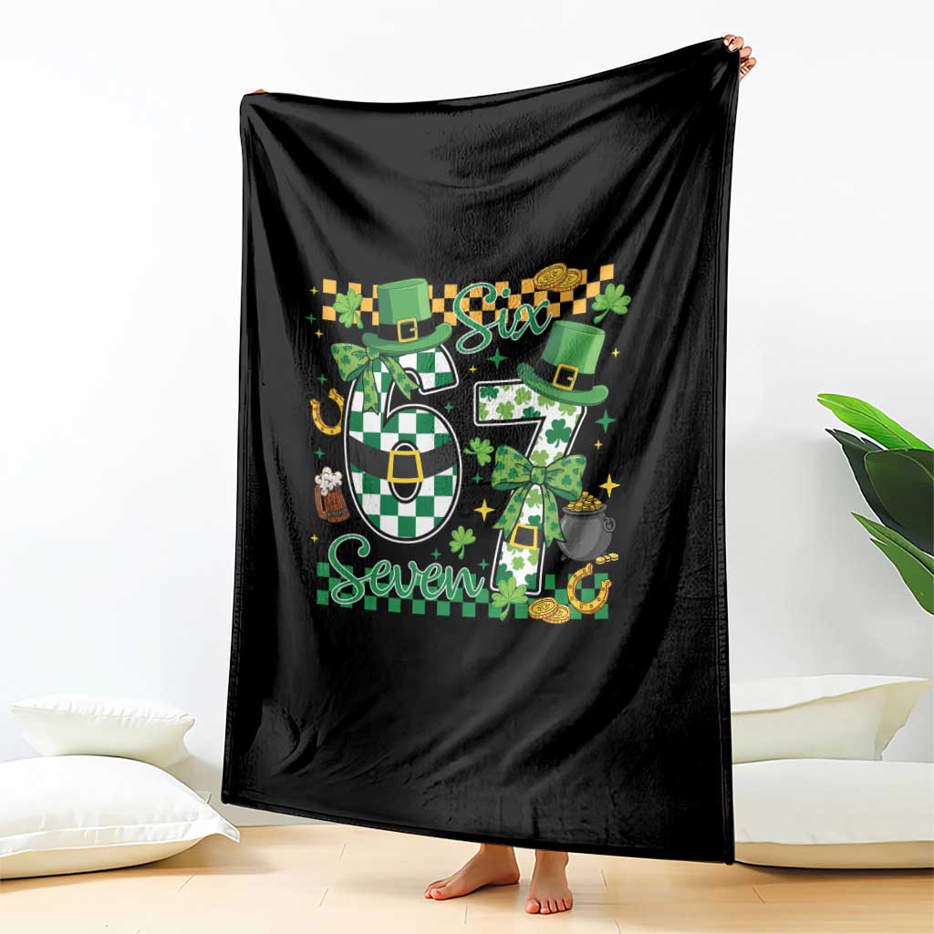 67 St Patricks Day Throw Blanket Funny Six Seven Meme Lucky Shamrock TS11 Print Your Wear